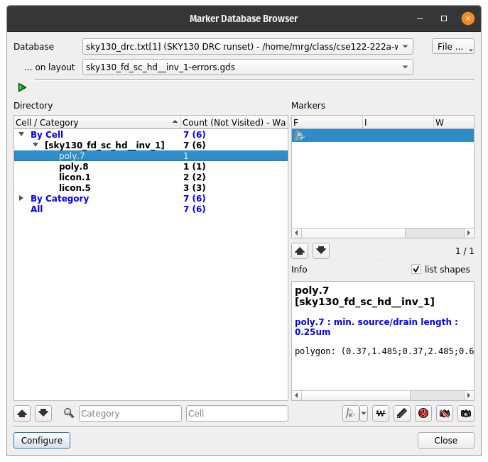 DRC Marker Browser with errors